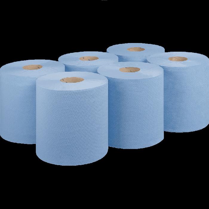 Blue 2 Ply Centre Feed Roll 6 Pack